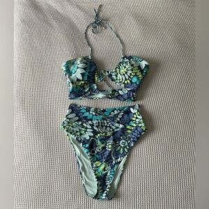 Aerie Floral Halter Swimsuit